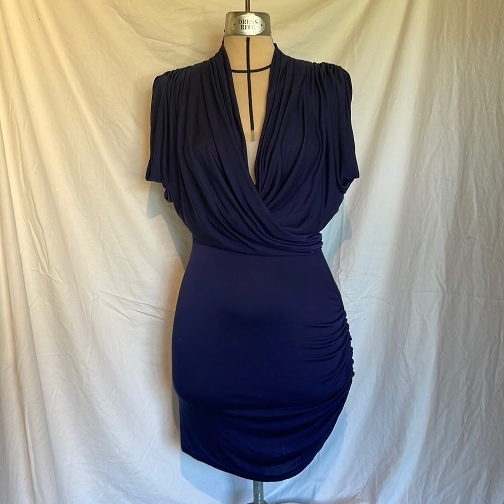 Low Cowled V-Neck Mini Dress
